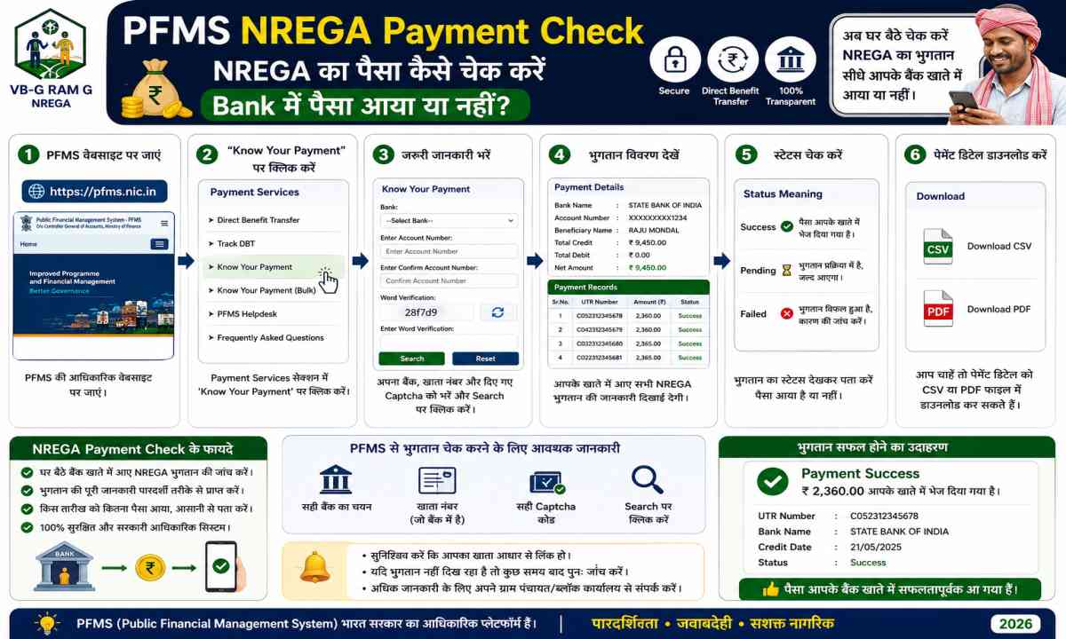 PFMS NREGA Payment Check | NREGA का पैसा कैसे चेक करें Bank में पैसा आया या नहीं?