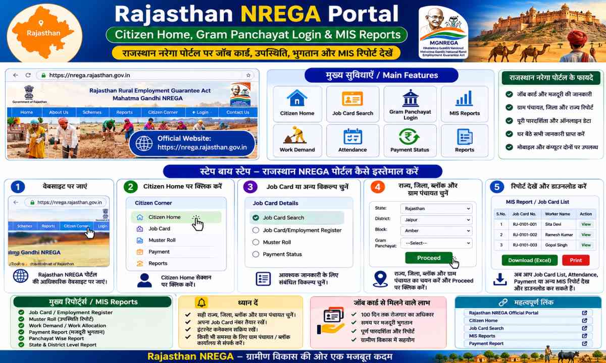 Rajasthan NREGA Portal – Citizen Home, Gram Panchayat Login & MIS Reports